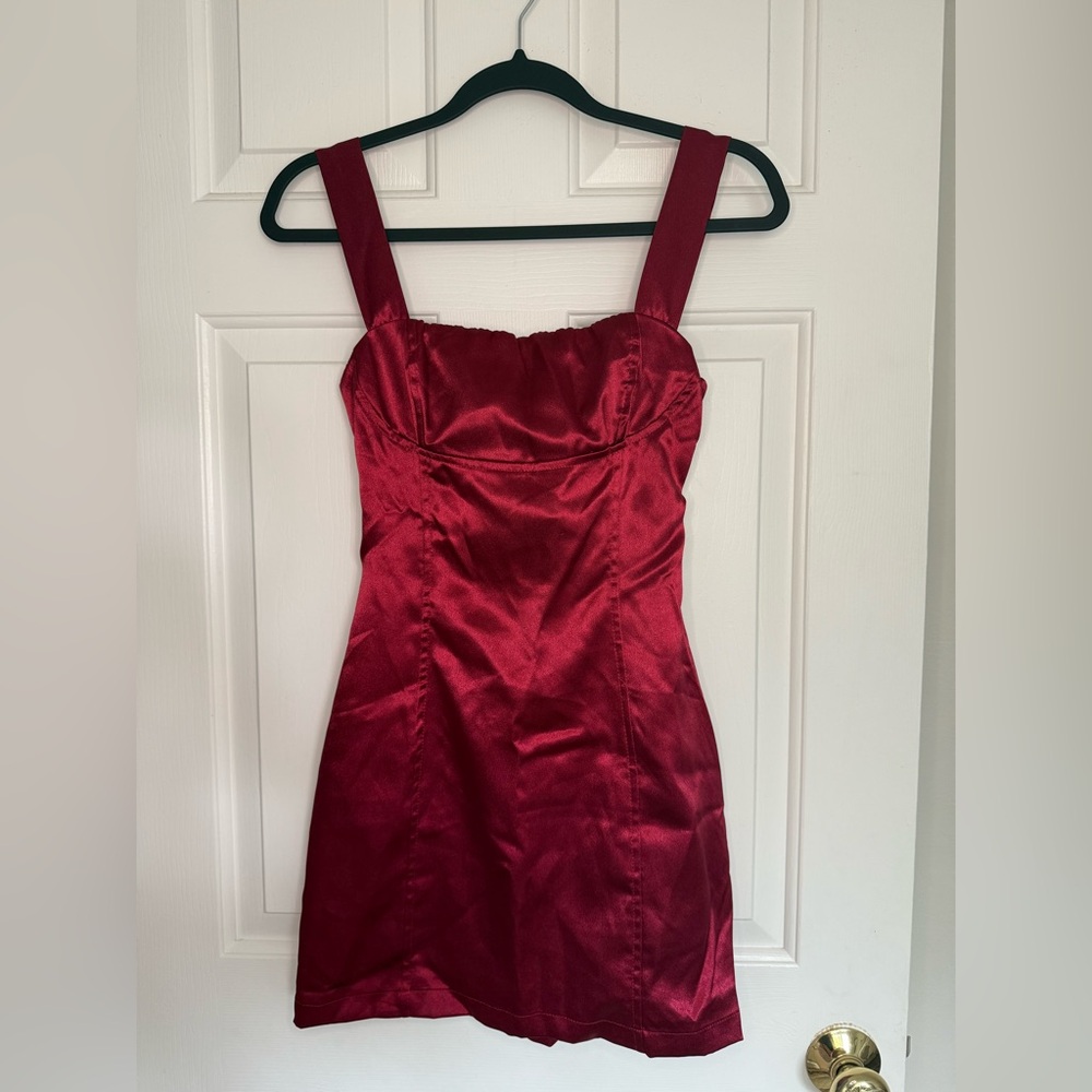 Lucy in the Sky Satin Burgundy Dress